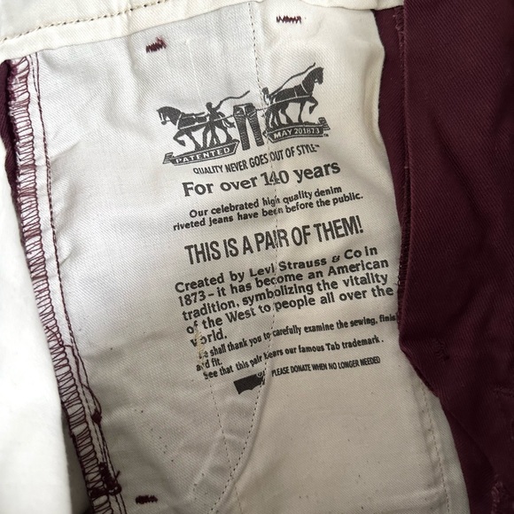 Men’s Levi’s - Levi Strauss Slim Fit burgundy denim Jeans size 31 - Picture 10 of 10